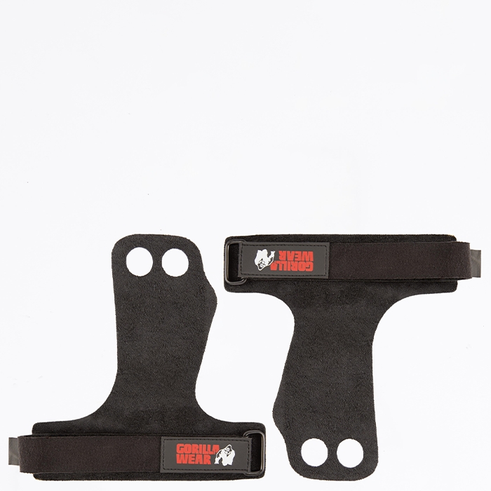2-Hole Leather Lifting Grips Svart