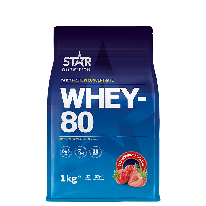 Star Nutrition Whey-80, proteinpulver STRAWBERRY