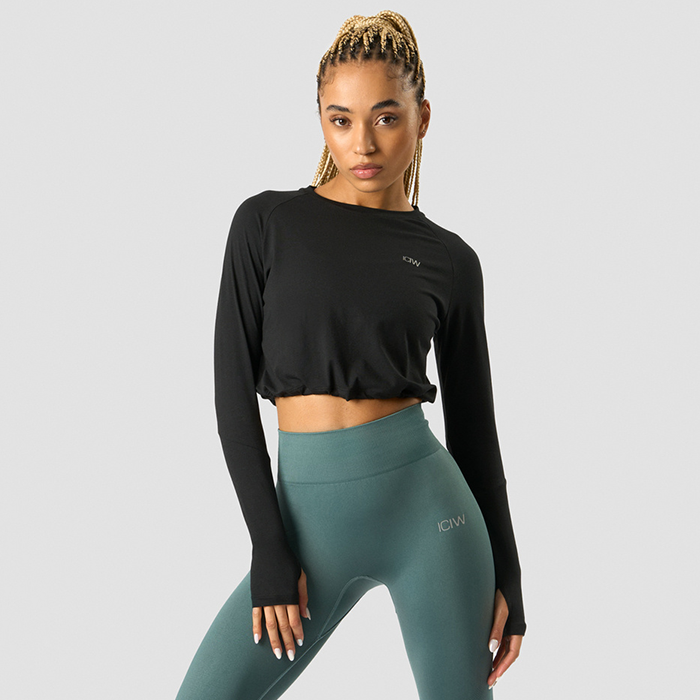 Define Cropped Adjustable Long Sleeve, Black