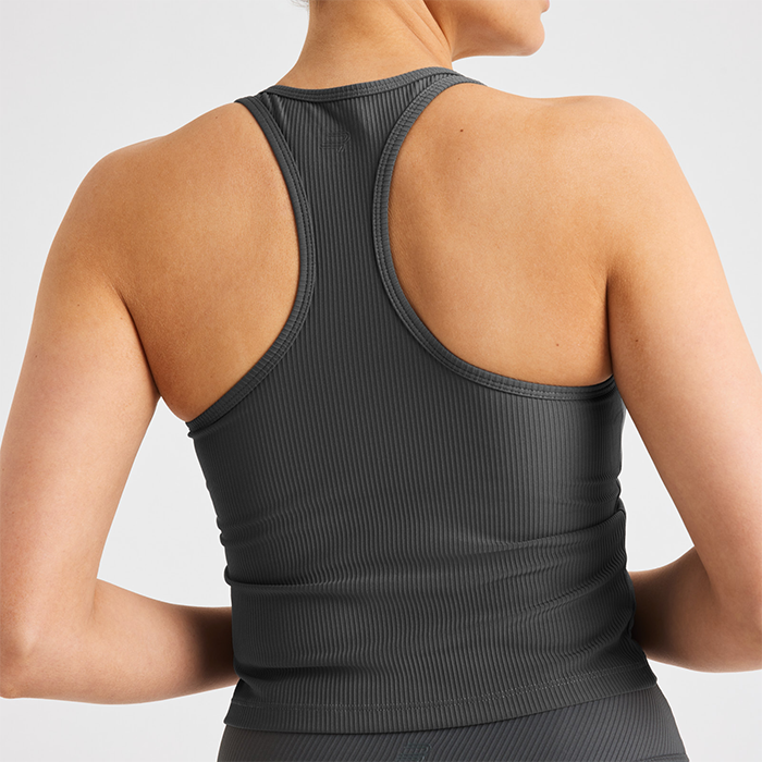Ribbestrikket Singlet Gr&aring;
