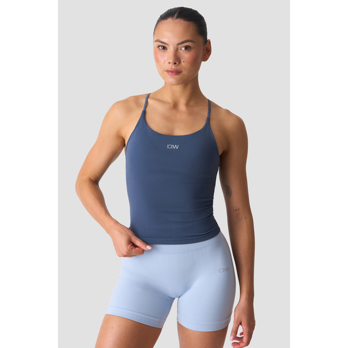 Smooth Seamless 2 i 1 Singlet med Tynne Stropper Blå