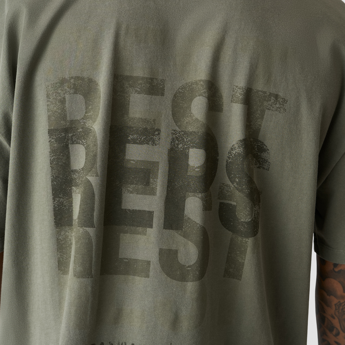Grit T-Shirt Print, Stonewashed Warm green