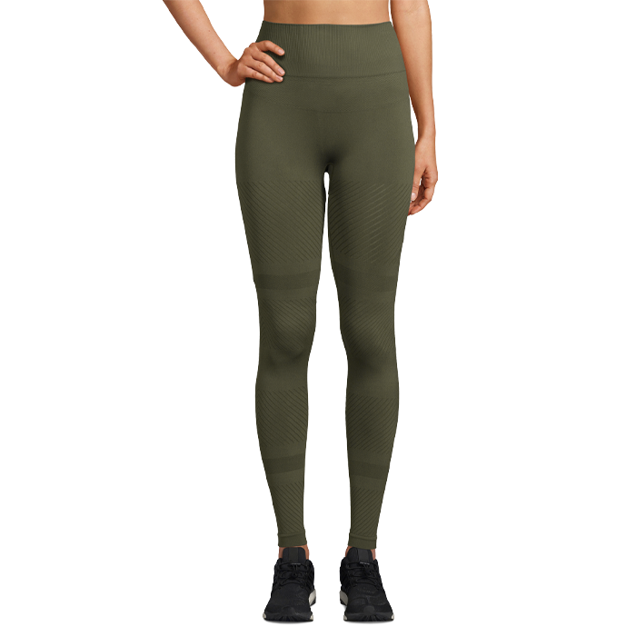 Seamless Blocked Tights, Forest Green