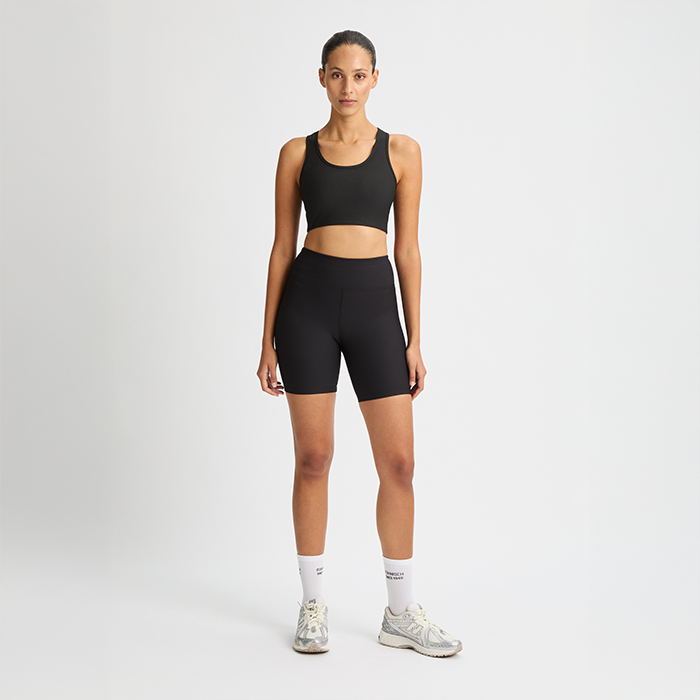 Ribbestrikkede Sykkelshorts Svart