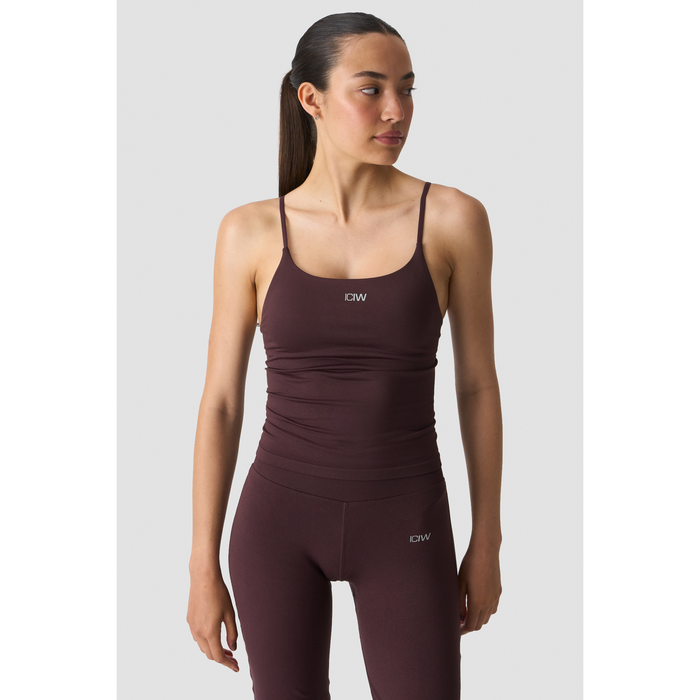 Smooth Seamless 2-i-1 Singlet med Tynne Stropper Brun