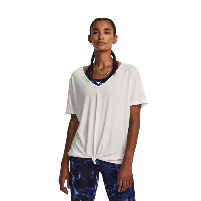 Bilde av Project Rock Completer Deep V T-shirt, White Clay