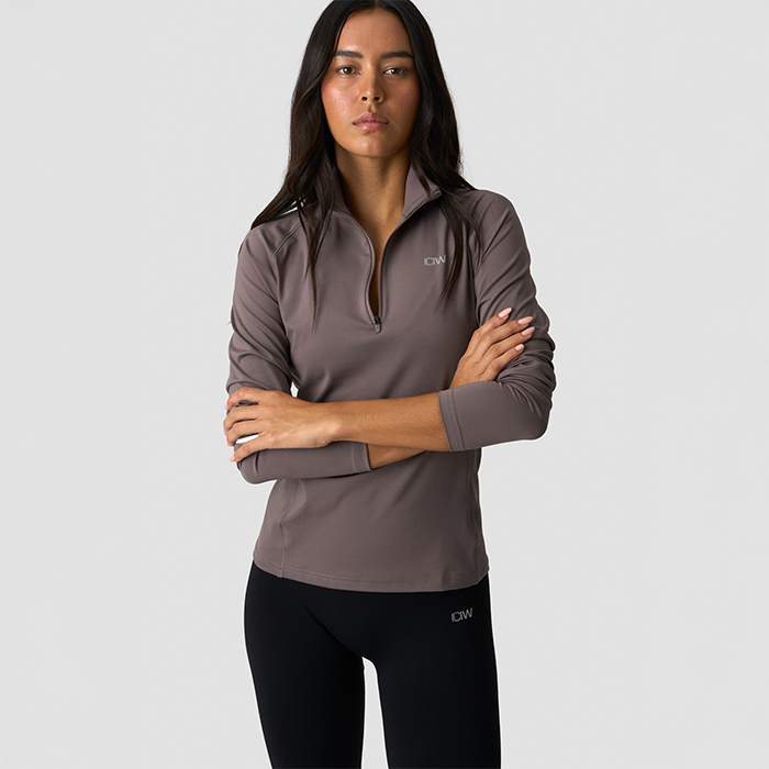 Everyday Langermet Stripet 1/4 Zip Brun