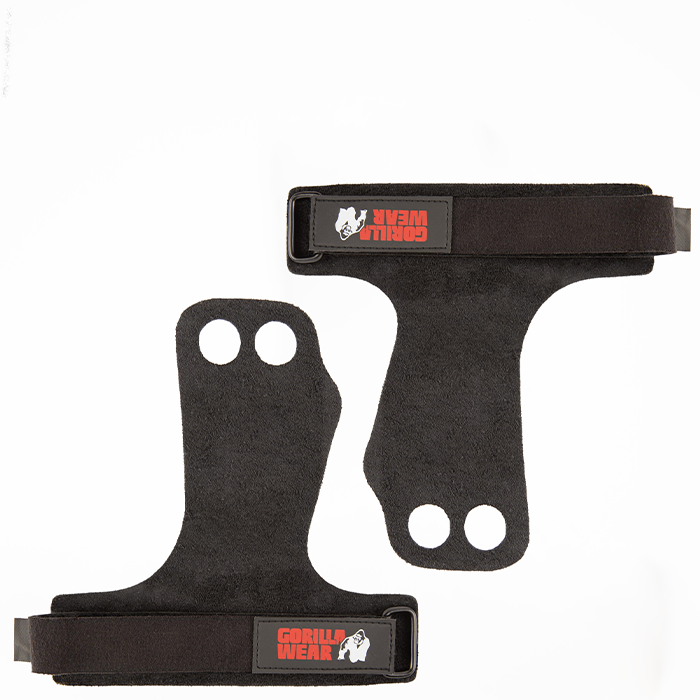 2-Hole Leather Lifting Grips Svart
