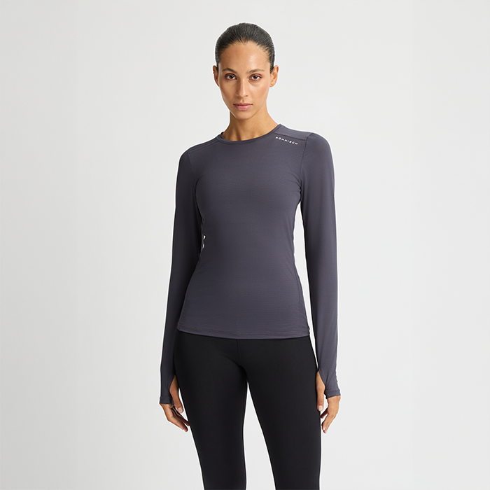 Jacquard Long Sleeve, Dark Grey Plum
