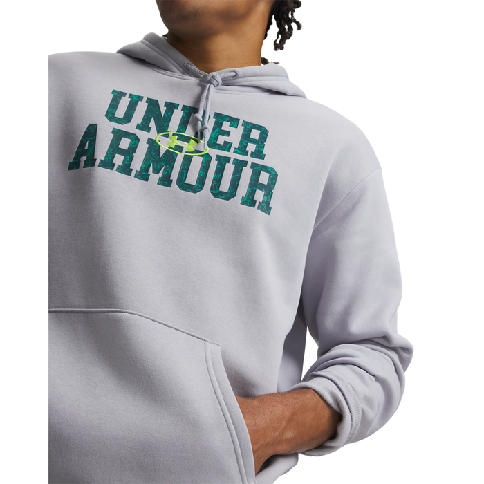 UA Rival Flc Camo Fill Hdy Black Medium Heather Grey