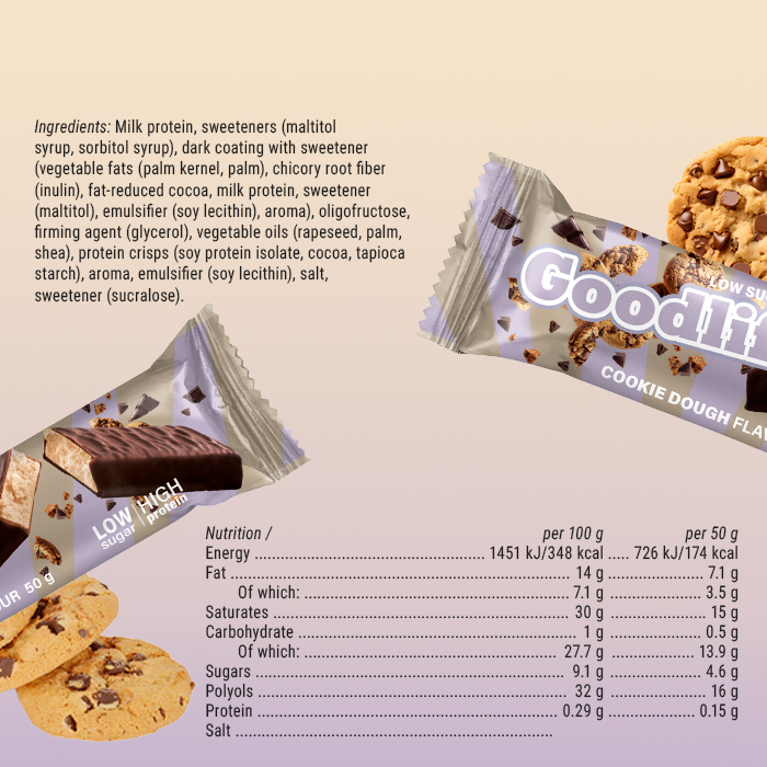 15 x Low Sugar Proteinbar 50 g cookie_dough