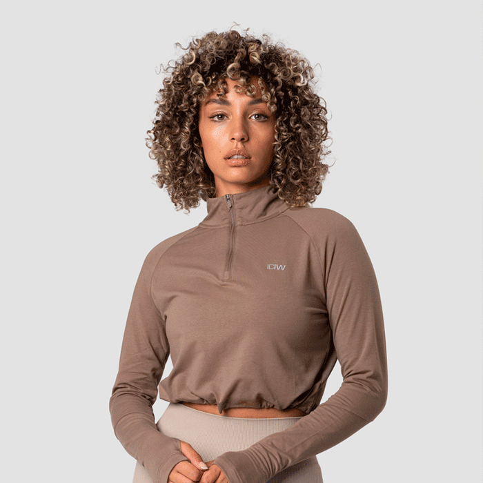 Icaniwill Define cropped 1/4 zip adjustable, desert sand