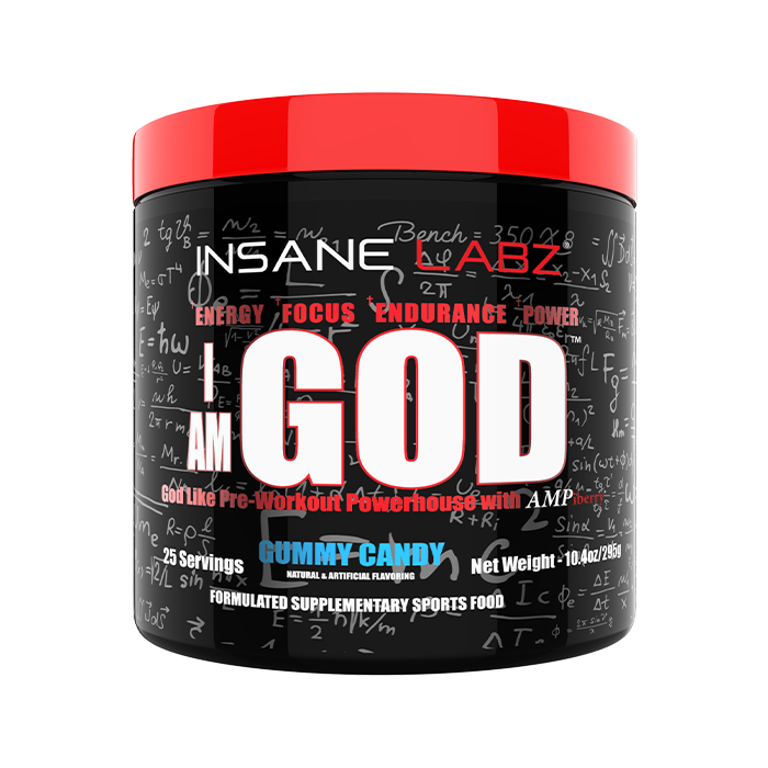 I am GOD Pre-Workout, 25 servings, Gummy Candy