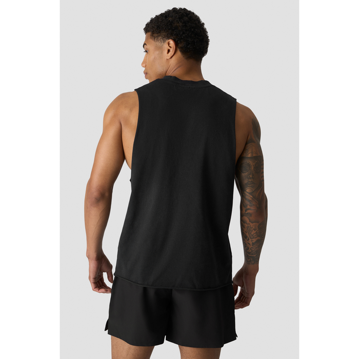 Grit Deep Cut Tank, Stonewashed Black
