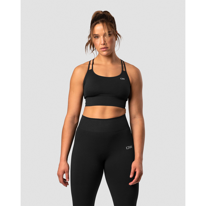 Ribbed Define Seamless Sports Bra, Black