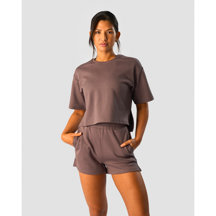 Revive Heavy Cropped T-Shirt Wmn, Dusty Brown