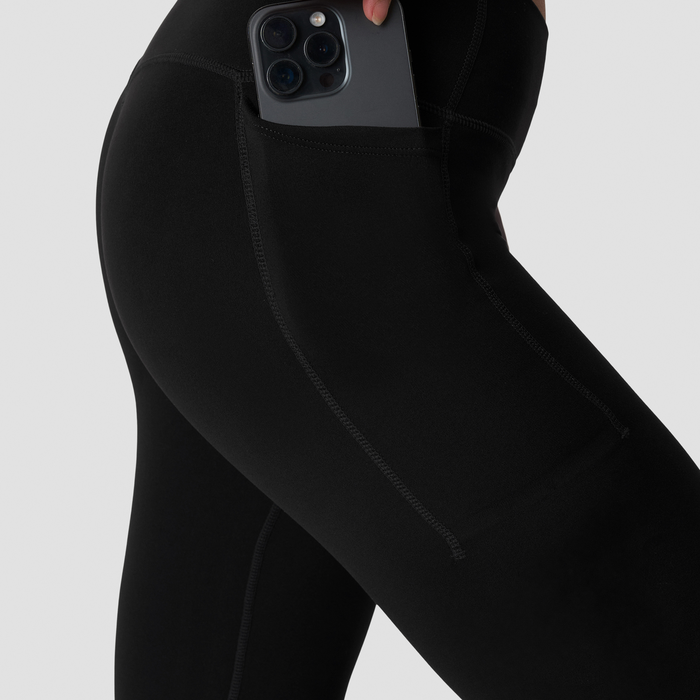 Luxe Utsvingte Tights Mid Rise Svart