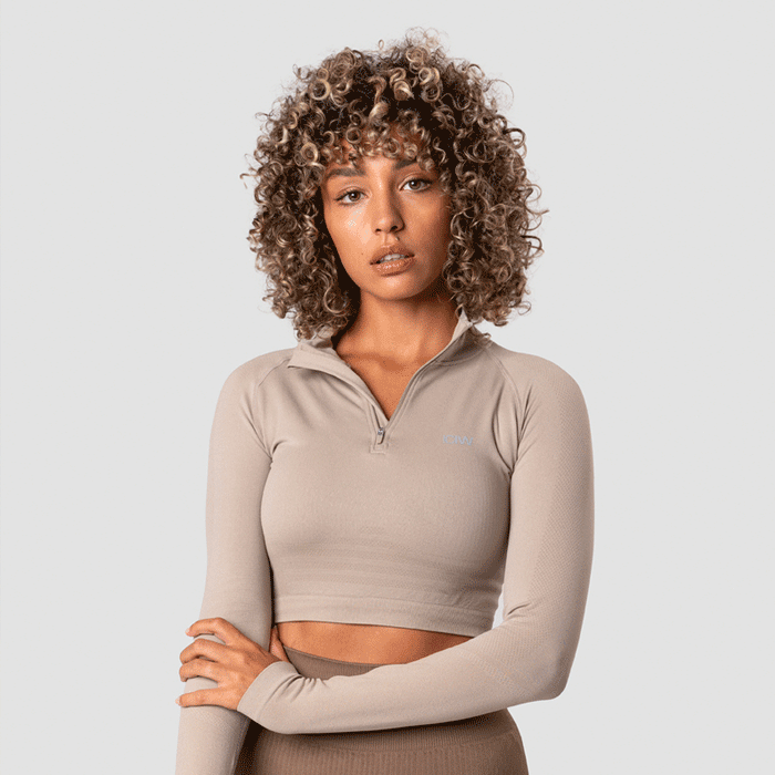 Define Cropped 1/4 Zip, Sand