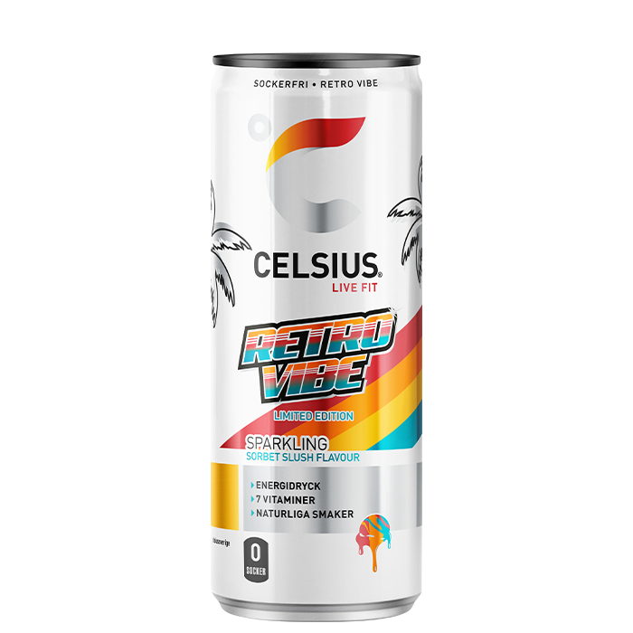 24 x Celsius Energidrikk 355 ml Retro Vibe - NEW