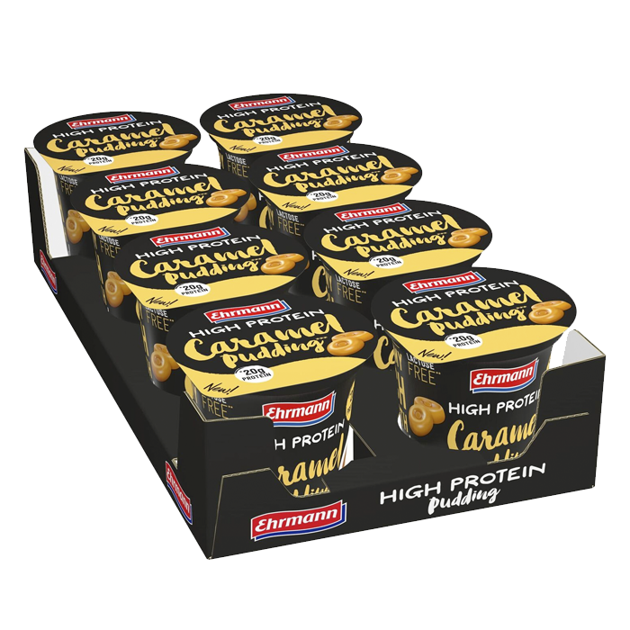 8 x Ehrmann Protein Pudding, 200 g, Caramel, Kort datum