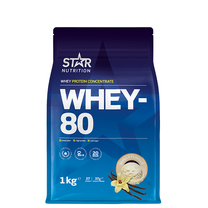 Whey-80 Myseprotein 1 kg vanilj