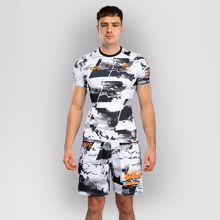 UFC Zenith by Venum Fight Week Rashguard Kort erme Svart Hvit Oransje
