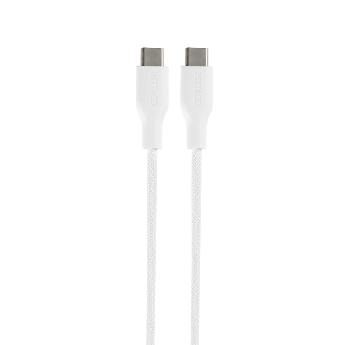 USB-C til USB-C Ladekabel Flettet 60 W Hvit 1 m