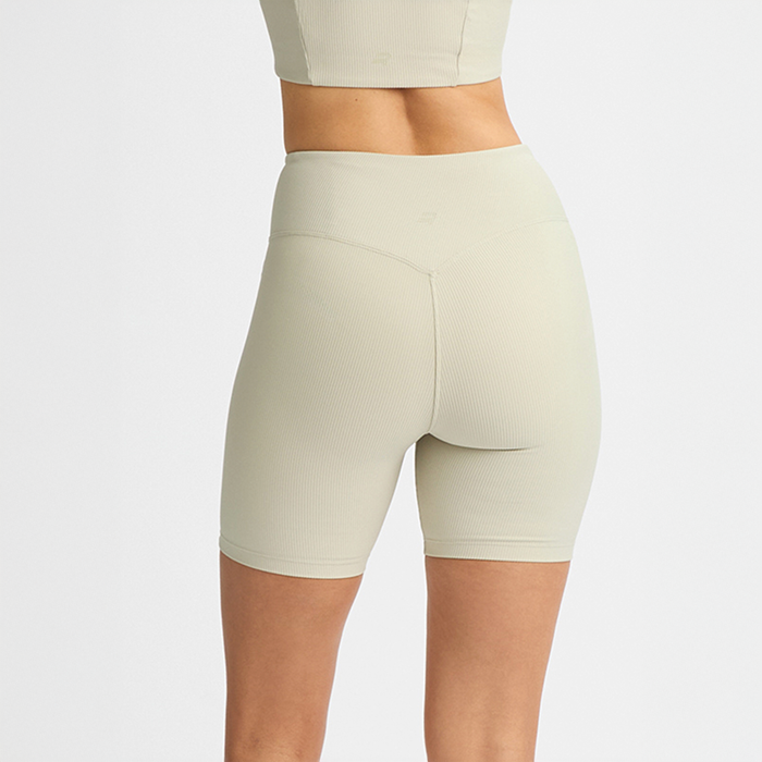 Ribbestrikkede Sykkelshorts Beige
