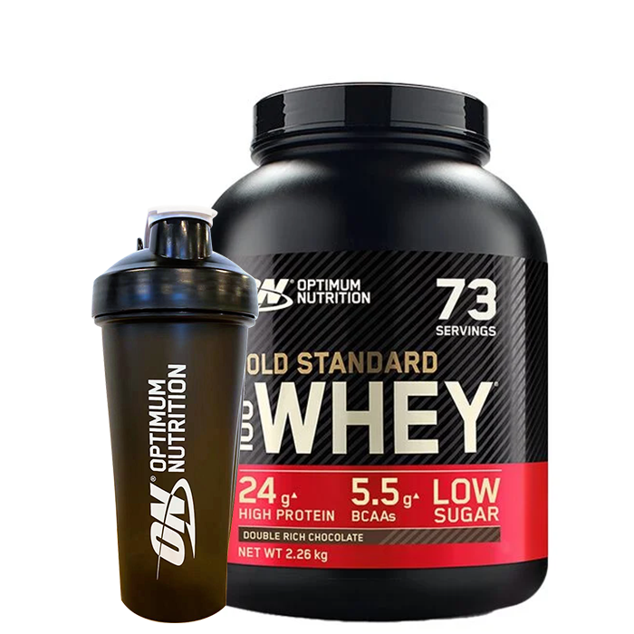 Optimum Nutrition 100% Whey Gold Standard Myseprotein 2273 g + Optimum Shaker 900 ml, Black